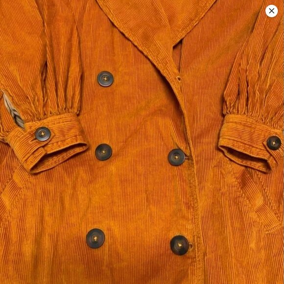 Free People - Jenna Corduroy Trench Coat - Orange - Sz XS - Picture 4 of 10